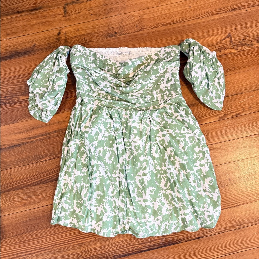 Green Floral Off-Shoulder Dress
